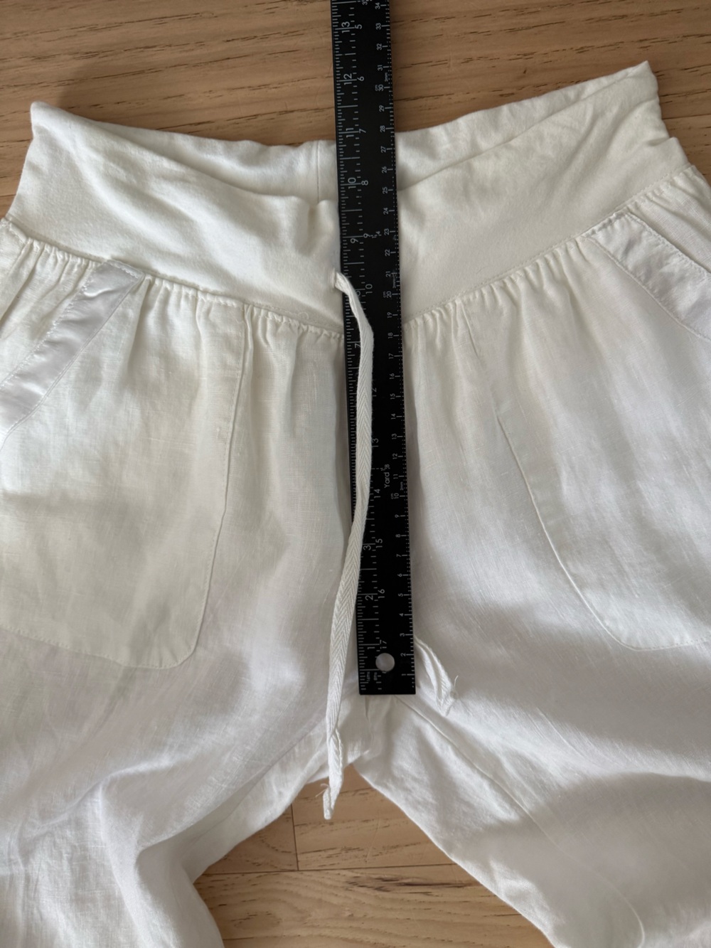 Elan White Drawstring Linen Pants Straight Leg Size Large - Picture 10 of 12